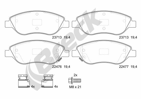 Set placute frana,frana disc 22476 00 701 00 BRECK